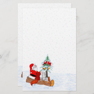 Santa Claus with Rabbit Fox and Squirrel Stationery