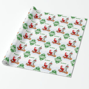 Santa Claus with Rabbit Fox and Squirrel Wrapping Paper