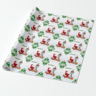 Santa Claus with Rabbit Fox and Squirrel Wrapping Paper