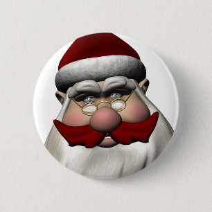 Santa Claus With Red Moustache 6 Cm Round Badge