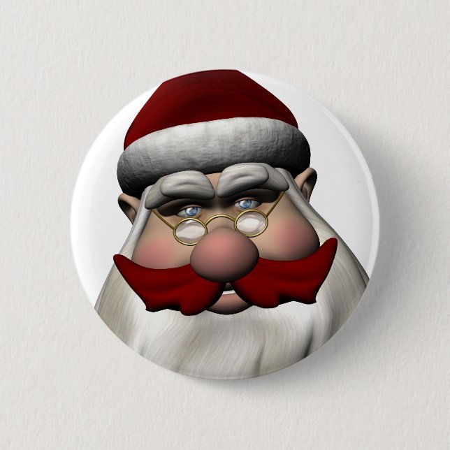 Santa Claus With Red Moustache 6 Cm Round Badge (Front)