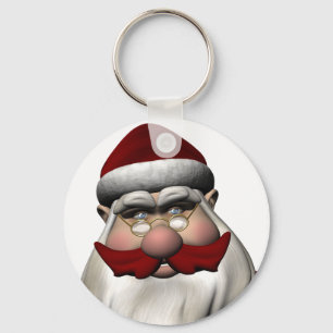 Santa Claus With Red Mustache Key Ring
