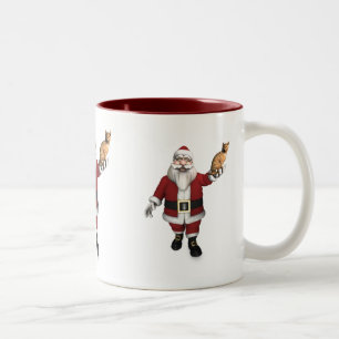 Santa Claus With Red Tabby Two-Tone Coffee Mug