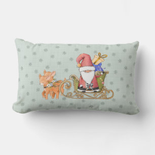 Santa Claus with Reindeer and Sleigh Custom Throw Lumbar Cushion