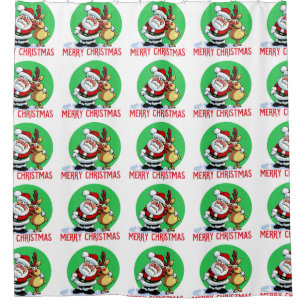 Santa claus with reindeer friend shower curtain