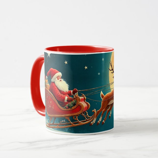 Santa Claus with Reindeer Mug (Front Left)