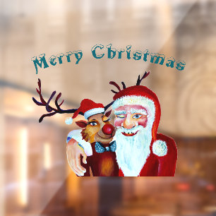 Santa Claus with Rudolph the Reindeer Illustration