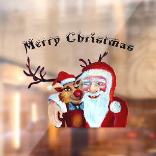Santa Claus with Rudolph the Reindeer Illustration