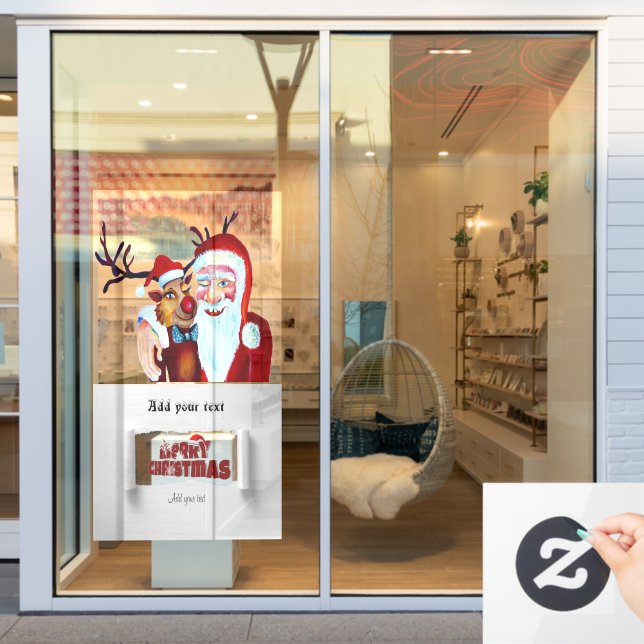 Santa Claus with Rudolph the Reindeer Illustration (Store Window)