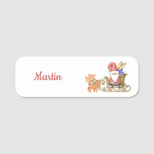 Santa Claus with Sleigh and Reindeer Personalised Name Tag