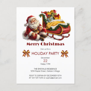 Santa Claus with Sleigh Full of Gifts Christmas Postcard