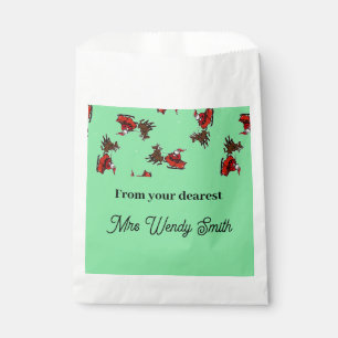 Santa Claus with sly on green Favour Bag