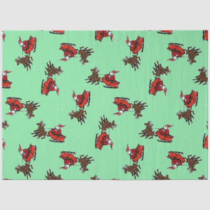 Santa Claus with sly on green Tissue Paper