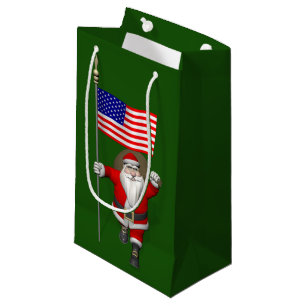 Santa Claus With Star Spangled Banner Small Gift Bag