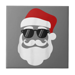 Santa Claus with Sunglasses Funny Christmas Design Ceramic Tile