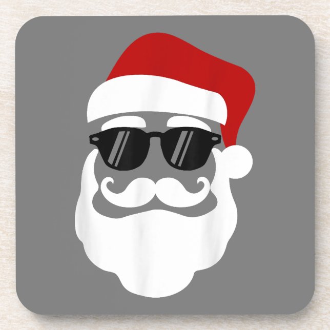 Santa Claus with Sunglasses Funny Christmas Design Coaster (Front)