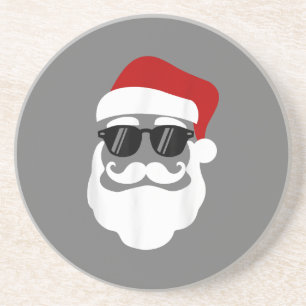Santa Claus with Sunglasses Funny Christmas Design Coaster