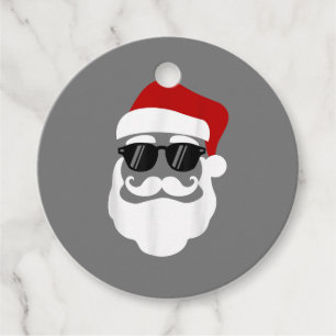 Santa Claus with Sunglasses Funny Christmas Design Favour Tags