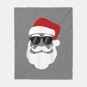 Santa Claus with Sunglasses Funny Christmas Design Fleece Blanket