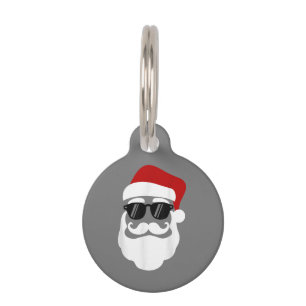 Santa Claus with Sunglasses Funny Christmas Design Pet Tag