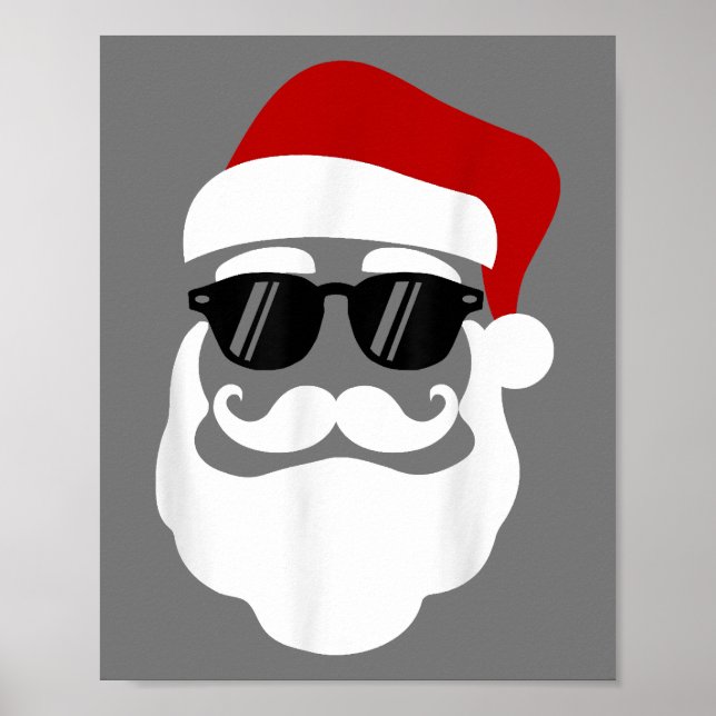 Santa Claus with Sunglasses Funny Christmas Design Poster (Front)