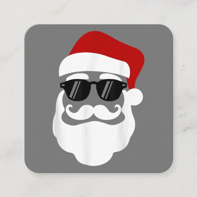 Santa Claus with Sunglasses Funny Christmas Design Square Business Card (Front)