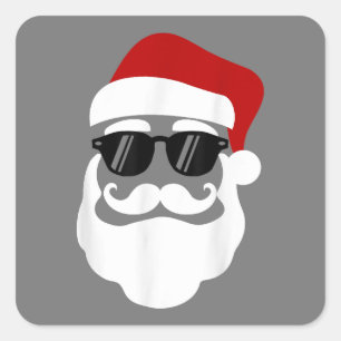Santa Claus with Sunglasses Funny Christmas Design Square Sticker