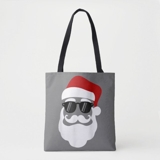 Santa Claus with Sunglasses Funny Christmas Design Tote Bag (Front)