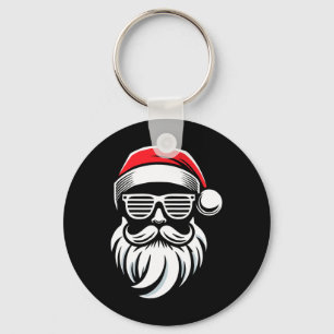 Santa Claus With Sungles And Beard For Christmas F Key Ring