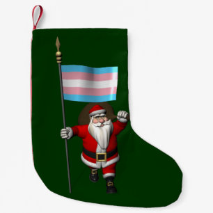 Santa Claus With Transgender Flag Small Christmas Stocking