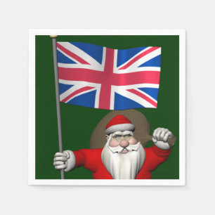 Santa Claus With Union Flag Of The UK Napkin