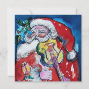 SANTA  CLAUS WITH VIOLIN - CHRISTMAS PARTY INVITATION
