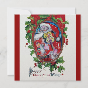 SANTA  CLAUS WITH VIOLIN - CHRISTMAS PARTY INVITATION