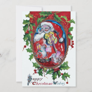 SANTA CLAUS WITH VIOLIN - CHRISTMAS PARTY INVITATION