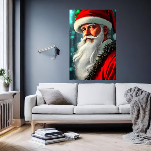 Santa Claus with white beard    AI Art Poster