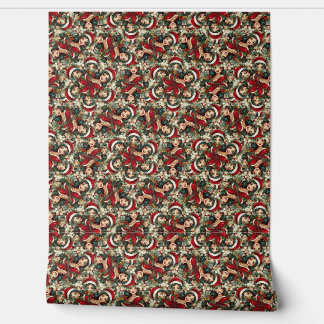 Santa Claus Woman Pattern Design Wallpaper