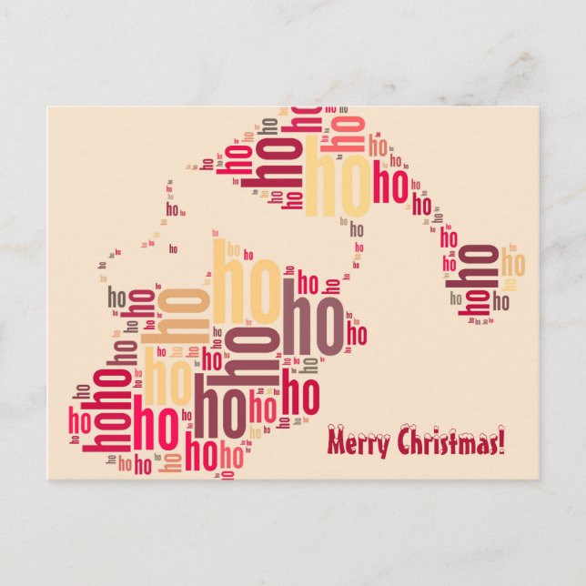 Santa Claus wordcloud Ho Ho Ho Holiday Postcard (Front)