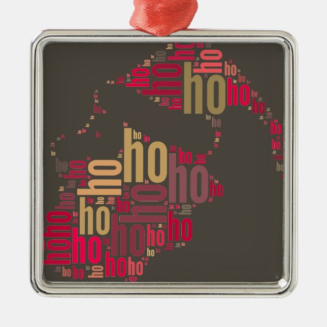Santa Claus wordcloud Ho Ho Ho Metal Ornament (Front)