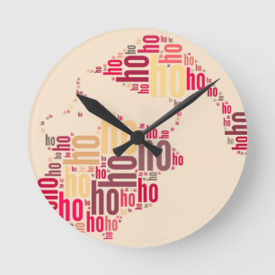 Santa Claus wordcloud Ho Ho Ho Round Clock