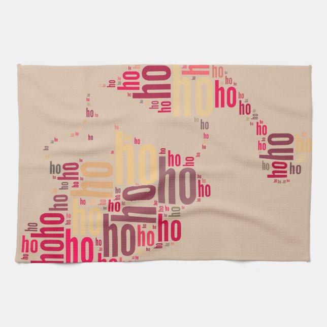 Santa Claus wordcloud Ho Ho Ho Tea Towel (Horizontal)