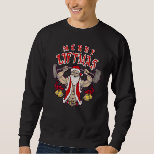 Santa Claus Workout Fitness Gym Reindeer Funny Chr Sweatshirt