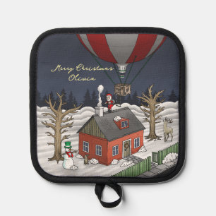 Santa Claus Works Christmas Eve Pot Holder