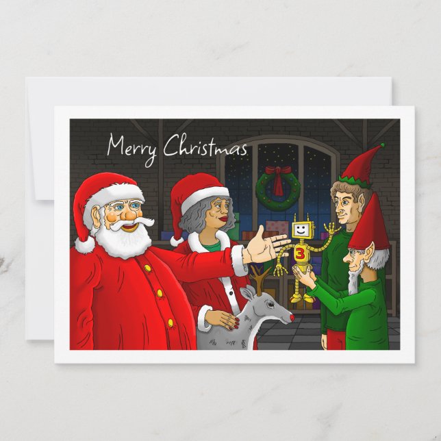 Santa Claus Workshop Christmas Card (Front)