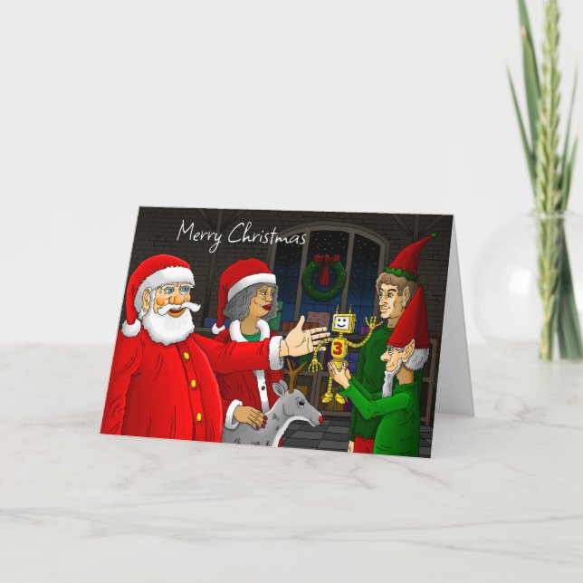 Santa Claus Workshop Christmas Card (Front)
