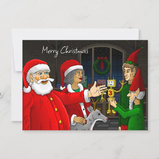 Santa Claus Workshop Christmas Card (Front)
