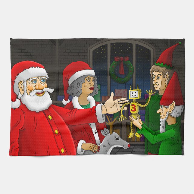 Santa Claus Workshop Tea Towel (Horizontal)