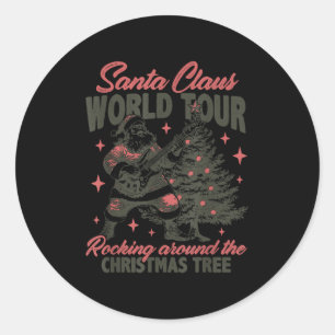 Santa Claus World Tour Rocking Around The Christma Classic Round Sticker