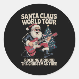 Santa Claus World Tour Rocking Around The Christma Classic Round Sticker