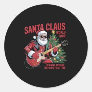 Santa Claus World Tour Rocking Around The Christma Classic Round Sticker