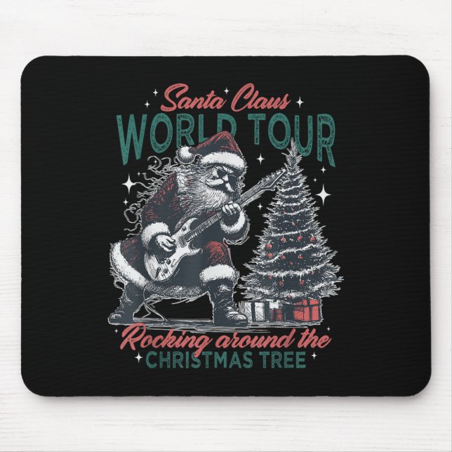 Santa Claus World Tour Rocking Around The Christma Mouse Pad (Front)
